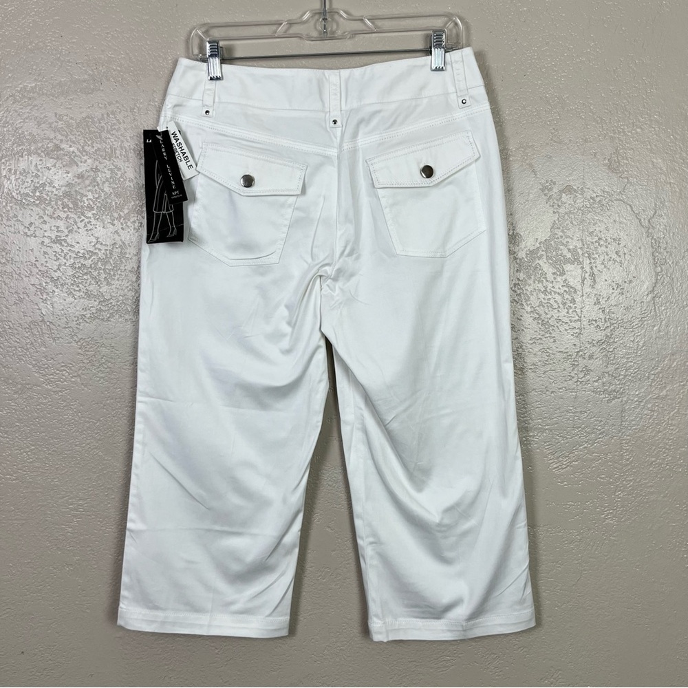 Larry Levine Pants Womens 8‎ White Capri Stretch Casual Flat Front - Picture 2 of 13